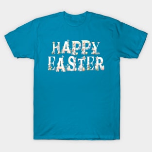 watercolor Springtime Rabbits and Eggs Decor to HAPPY EASTER Joyful Easter Bunny Greetings Celebration Festive T-Shirt